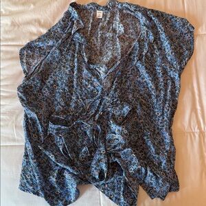 Floral Blue Women's Wrap Top